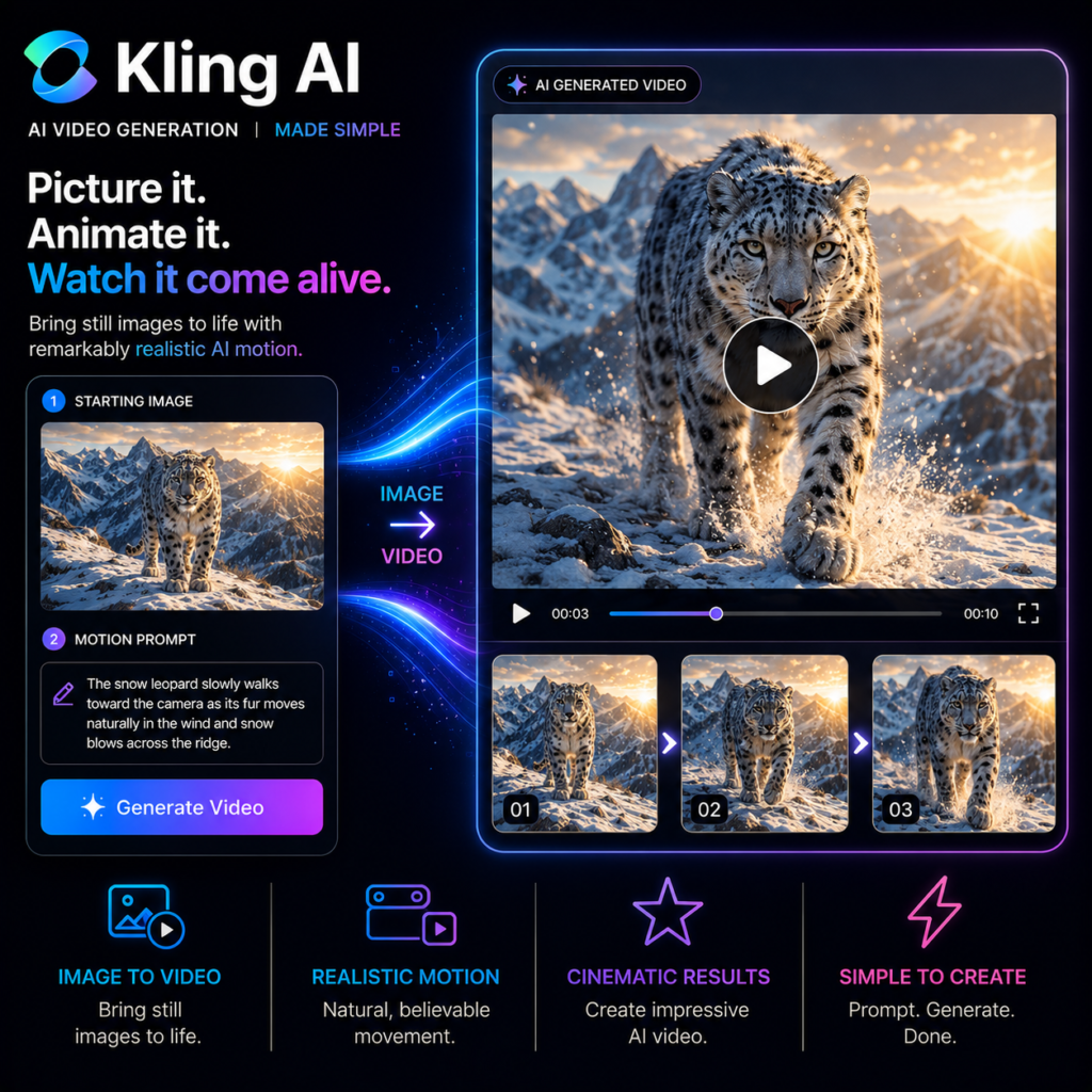 Kling AI video generator for realistic image-to-video animation