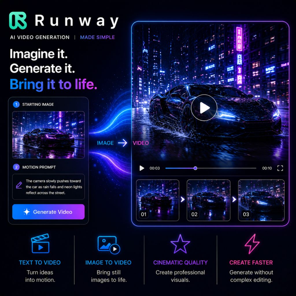 Runway AI video generation tool for creating and editing AI videos