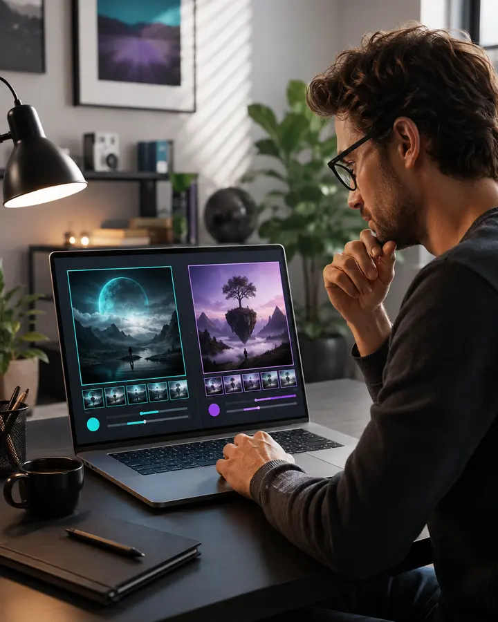 Creator comparing two conversational AI image-generation workflows